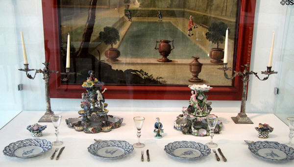 Rococo faience table service (18thC) made in Schleswig at Schleswig Holstein State Museum. Schleswig, Germany.