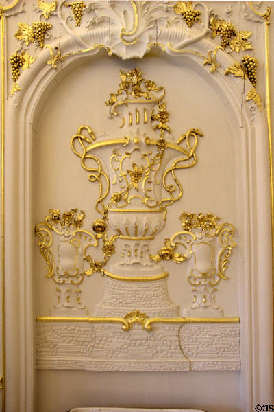 Late Baroque wall paneling (1750) by Christoph Biss from Plön Castle at Schleswig Holstein State Museum. Schleswig, Germany.