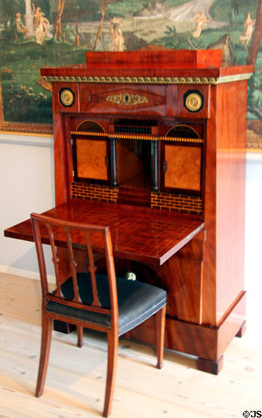 Empire-style secretary with bronze fittings (1820) at Schleswig Holstein State Museum. Schleswig, Germany.