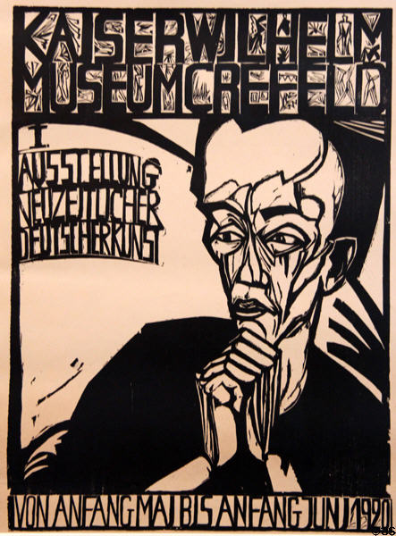 Kaiser Wilhelm Museum Crefeld Exhibition of More Modern German Art poster (1920) by Erich Heckel at Schleswig Holstein State Museum. Schleswig, Germany.