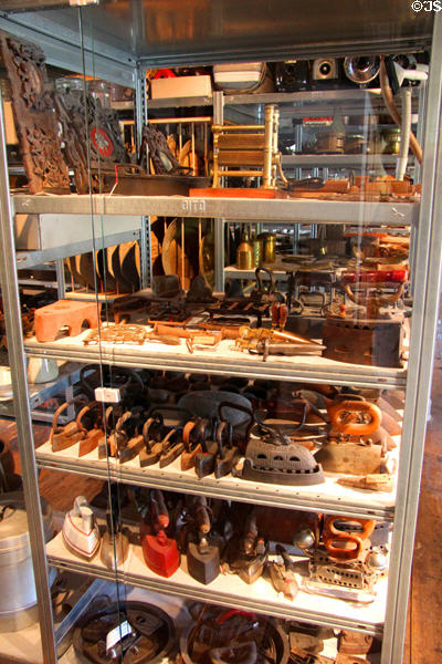 Collection of mangles & irons at Schleswig Holstein State Museum. Schleswig, Germany.
