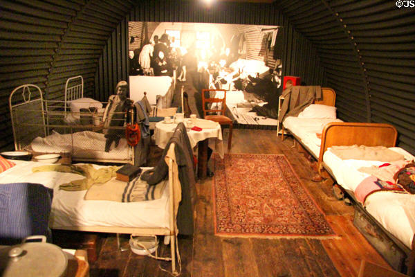 Interior of Quonset hut shelter for refugees from Russian invasion of eastern Germany during WWII at Schleswig Holstein State Museum. Schleswig, Germany.