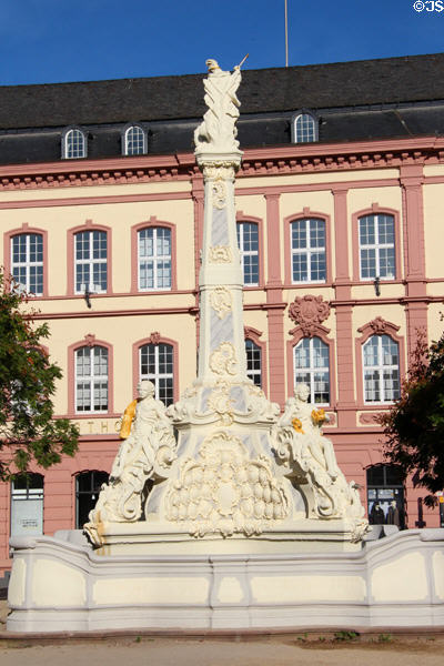 St George's Fountain (1750-1) in Rococo style by John Seiz on Kornmarkt. Trier, Germany.