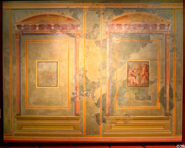 Roman wall painting with scene of Jason & Medea (1st half 2ndC) restored from Trier Caesar's Palace at Trier Archaeological Museum. Trier, Germany.