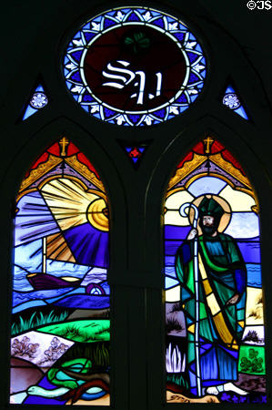 New Haven Cathedral stained glass of St Patrick. Roseau, Dominica.