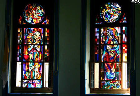 New Haven Cathedral modern stained glass. Roseau, Dominica.
