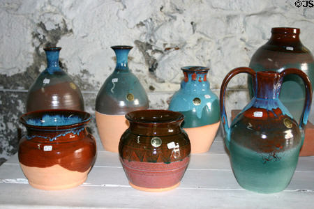Pottery in Dominican Pottery shop. Roseau, Dominica.