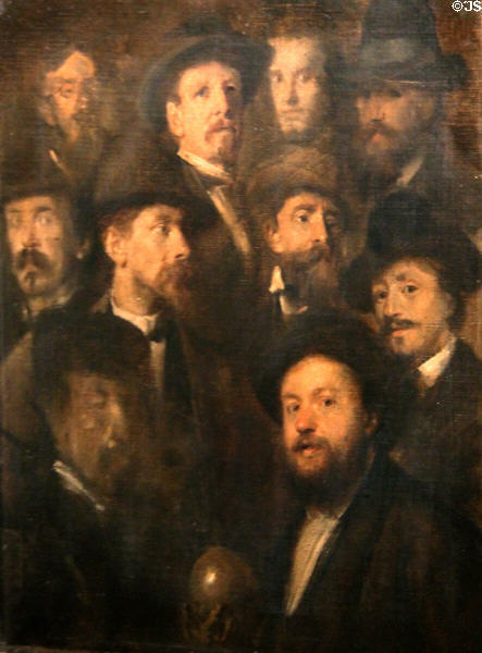 Portraits of ten Bavarian artists in bowling club (c1869) by Franz von Lenbach at Lenbachhaus. Munich, Germany.