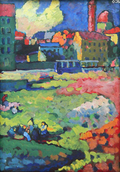 Munich - Before the City painting (1908) by Wassily Kandinsky at Lenbachhaus. Munich, Germany.