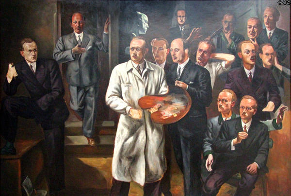 Self Portrait as Group Portrait painting (1929) by Alfred Hawel at Lenbachhaus. Munich, Germany.