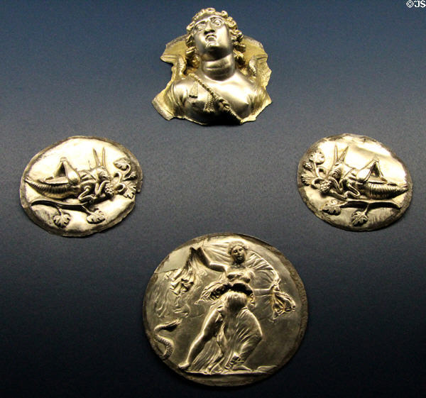 Silver medallions (4th-2ndC BCE) from Greece & Iran at Antikensammlungen. Munich, Germany.