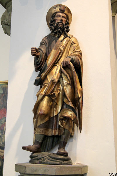 St James Greater wood carving (1520) by Master of Rabenden from upper Bavaria at Bavarian National Museum. Munich, Germany.