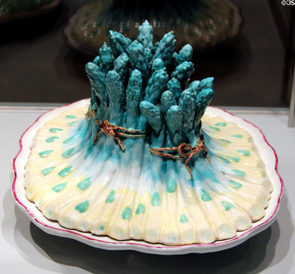 Schrezheim Faience terrine with cover in form of Asparagus (3rd quarter 18thC) at Bavarian National Museum. Munich, Germany.