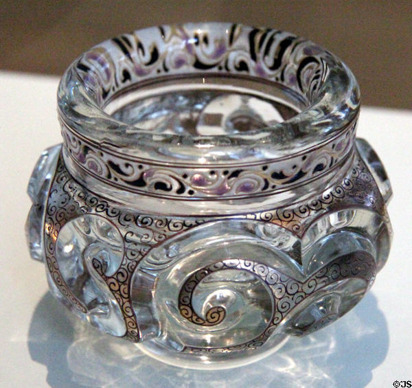 Glass vase with spirals (1895) by Émile Gallé of Nancy, France at Bavarian National Museum. Munich, Germany.