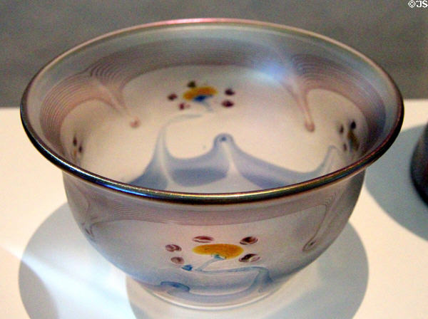 Glass bowl with blossom decor (c1904) by Karl Schmoll made by Ferdinand von Poschinger of Buchenau at Bavarian National Museum. Munich, Germany.