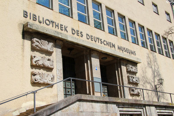 Entrance to library at Deutsches Museum. Munich, Germany.