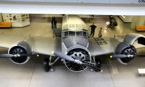 Position of 3 engines of Junkers Ju52/3m airliner (1932-52) at Deutsches Museum. Munich, Germany.