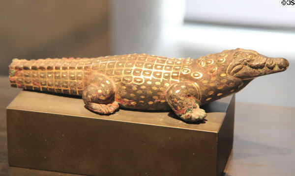 Cult statue of crocodile of copper (12th Dynasty - c1800 BCE) from Fayum? at Museum Ägyptischer Kunst. Munich, Germany.