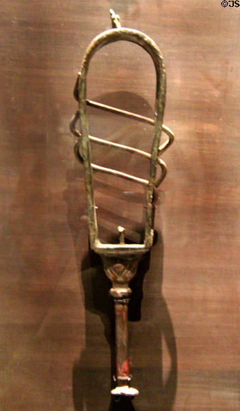 Bronze naos-style sistrum rattle (500-300s BCE) at Museum Ägyptischer Kunst. Munich, Germany.