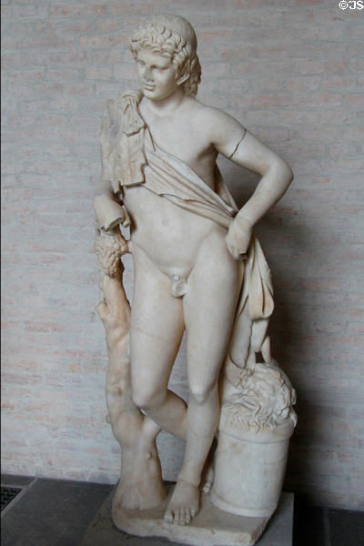 Roman copy of statue of leaning satyr (c330 BCE) original by Praxiteles at Glyptothek. Munich, Germany.