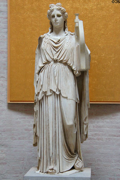 Apollo Barberini god of arts colossal statue (c420 BCE) Roman copy of Greek original from Tusculum at Glyptothek. Munich, Germany.