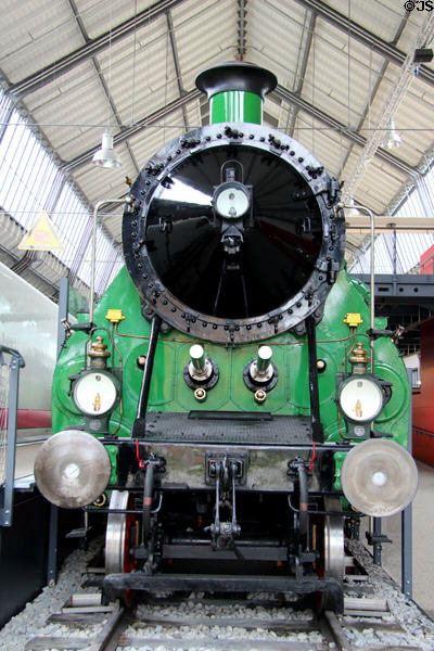 Express passenger steam locomotive S3/6 (1812) by J.A. Maffei of Munich at Deutsches Museum Transport Museum. Munich, Germany.