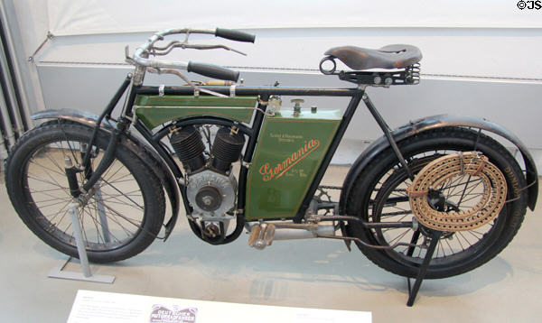 Germania motorcycle (1904) by Seidel & Naumann AG of Dresden at Deutsches Museum Transport Museum. Munich, Germany.