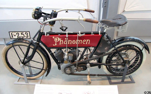 Phänomen motorcycle (1905) from Sachsen at Deutsches Museum Transport Museum. Munich, Germany.