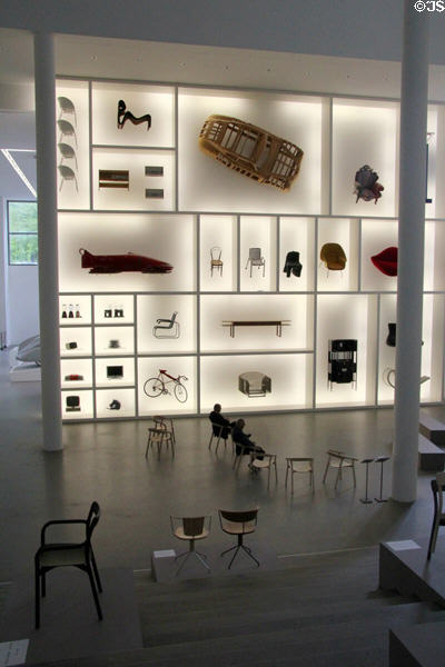 Wall display of modern design collection at Pinakothek der Moderne. Munich, Germany.