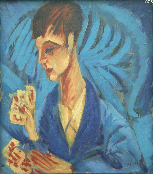 Card playing boy painting (1914-5) by Ernst Ludwig Kirchner at Pinakothek der Moderne. Munich, Germany.