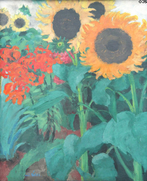 High Sunflowers painting (1926) by Emil Nolde at Pinakothek der Moderne. Munich, Germany.