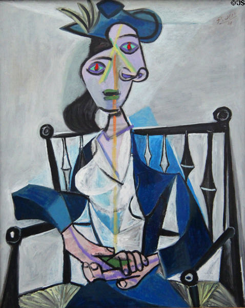 Seated Woman painting (1941) by Pablo Picasso at Pinakothek der Moderne. Munich, Germany.