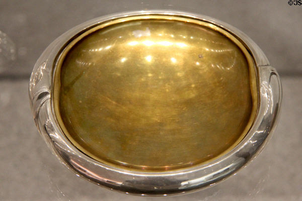 Silver dish with gilded interior (c1903) by Henry van de Velde made by Theodor Müller jewelry of Weimar, Germany at Pinakothek der Moderne. Munich, Germany.