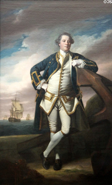 Captain Philemon Pownall portrait (1762-9) by Joshua Reynolds at Neue Pinakothek. Munich, Germany.
