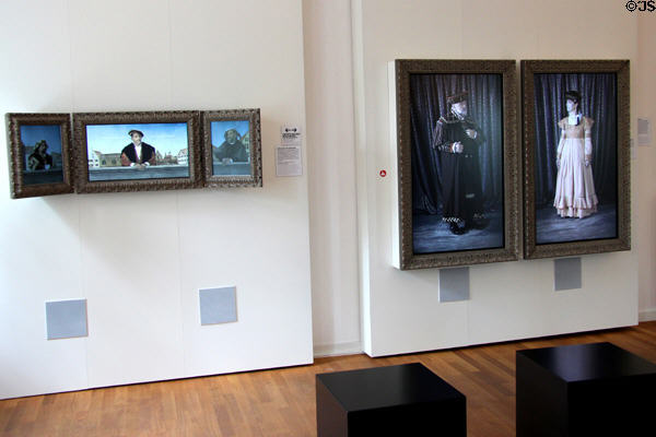 Audio-visual displays in photograph format at Fugger und Welser Erlebnismuseum. Augsburg, Germany.