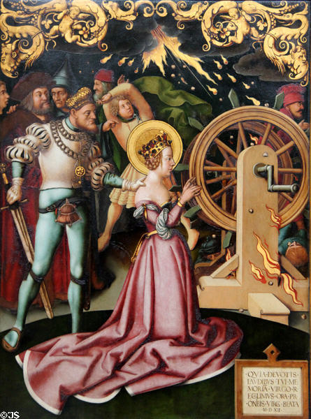 Martyrdom of St Catherine of Alexandria painting (1512) one of four panels by Hans Holbein Elder in Municipal Art Gallery at Schaezler Palace. Augsburg, Germany.