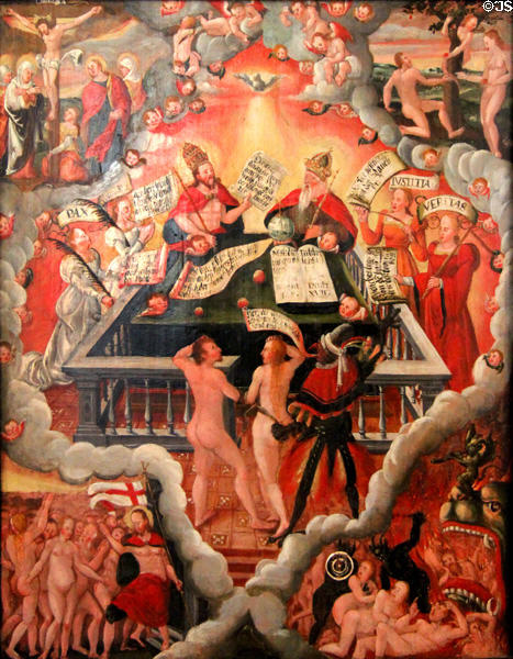 The last judgment painting (2nd half 16thC) by German artist at Bamberg City Museum. Bamberg, Germany.