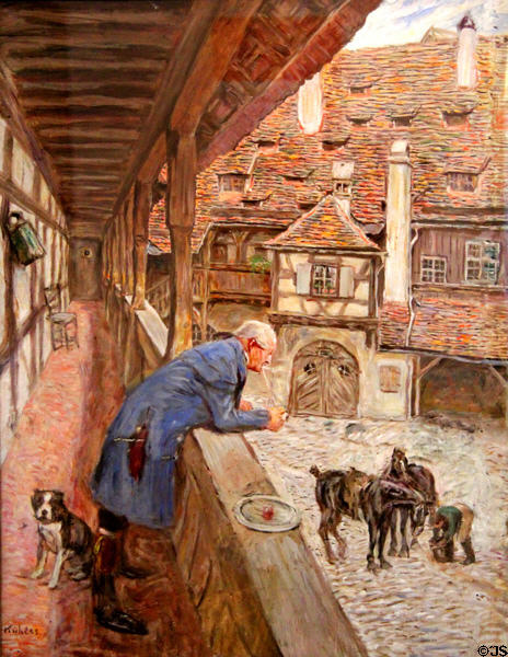Arcade in South Wing of Old Court painting (c1920) by August Kühles at Bamberg City Museum. Bamberg, Germany.