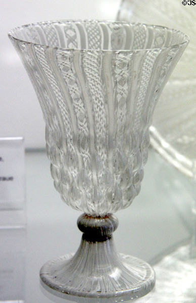 Latticino glass goblet (2nd half 16thC) from Germany or Netherlands at Coburg Castle. Coburg, Germany.