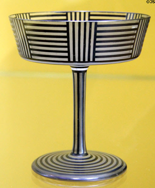 Glass Champagne bowl (from service E) (c1910) by Josef Hoffmann, made by J.&L. Lobmeyr of Vienna at Coburg Castle. Coburg, Germany.