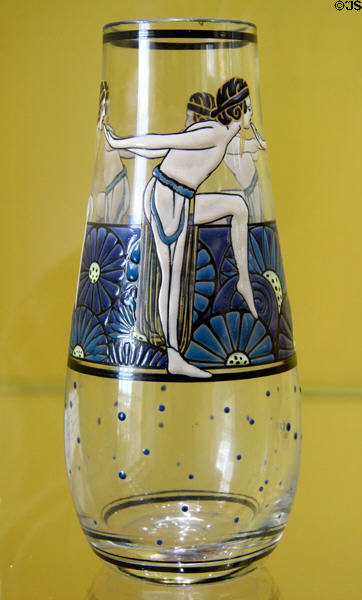 Glass vase enameled with dancers (c1925-30) by André Delatte of France at Coburg Castle. Coburg, Germany.