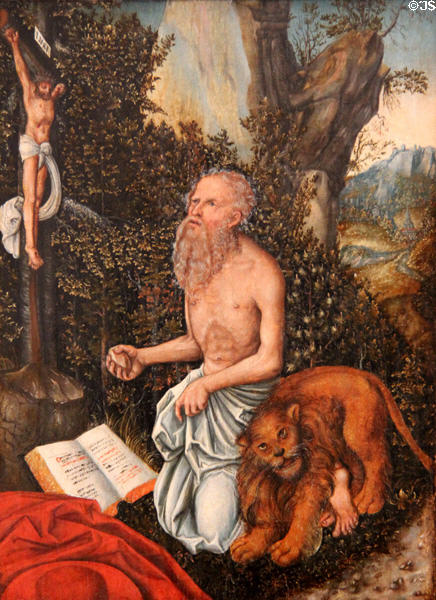 St Jerome painting (1515-8) by Lucas Cranach the Elder at Coburg Castle. Coburg, Germany.