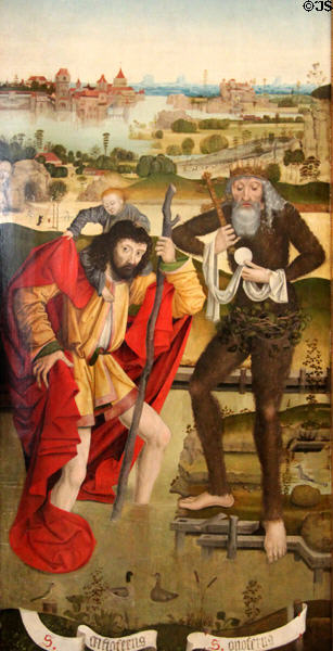 St Christopher & St Onuphrius painting (c1475-80) by Gabriel Mäleskircher at Coburg Castle. Coburg, Germany.