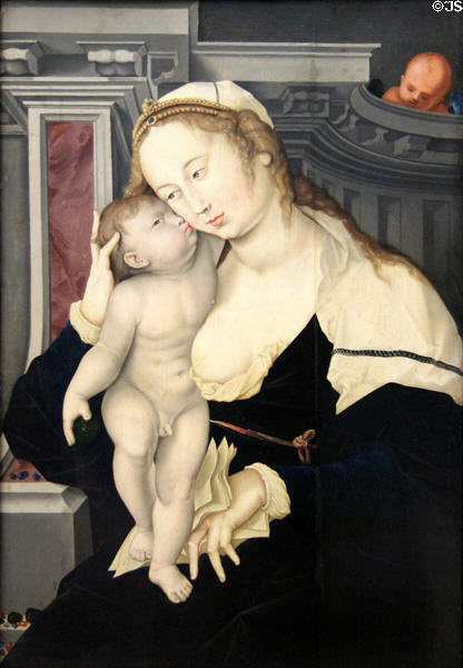 Madonna & Child with Gem painting (1530) by Hans Baldung Grien at Germanisches Nationalmuseum. Nuremberg, Germany.