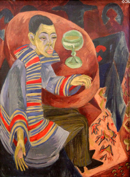 Self-portrait as a drinker (1914) by Ernst Ludwig Kirchner at Germanisches Nationalmuseum. Nuremberg, Germany.
