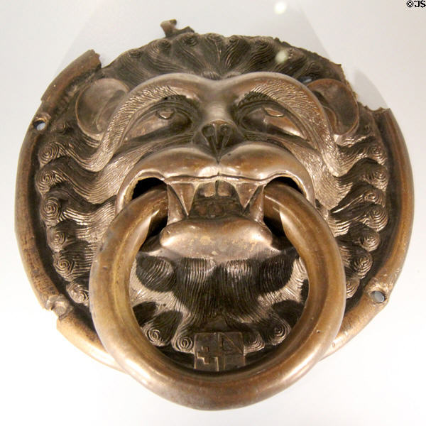 Bronze door pull in shape of lion (c1500) from lower Saxony at Germanisches Nationalmuseum. Nuremberg, Germany.