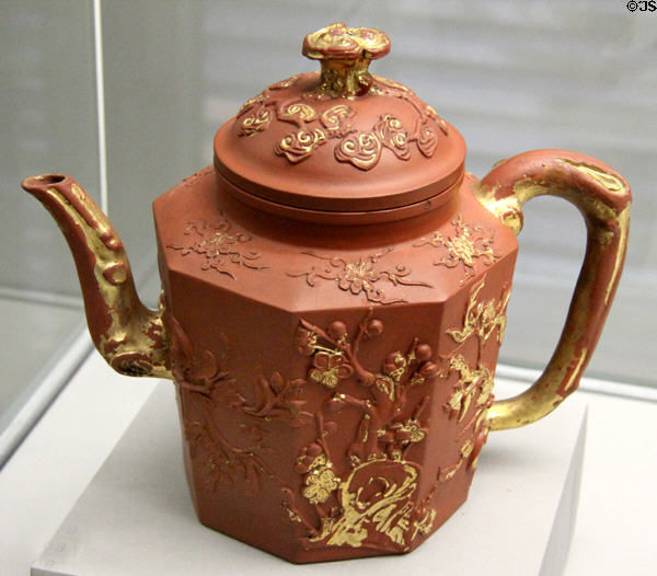Red Böttger stoneware teapot (c1710-20) by Meissen at Germanisches Nationalmuseum. Nuremberg, Germany.
