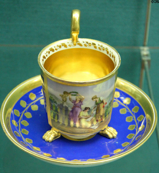 Porcelain cup & saucer (c1819) from Vienna at Germanisches Nationalmuseum. Nuremberg, Germany.