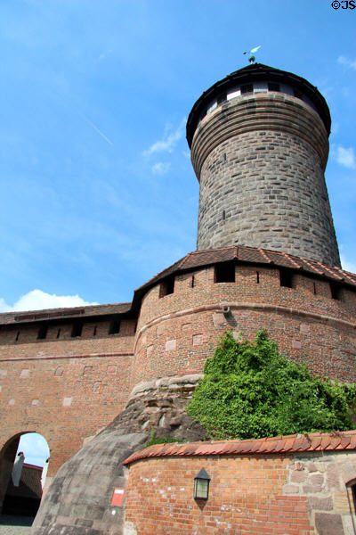 Sinwell Tower (2nd half 13thC) above walls of Imperial Castle. Nuremberg, Germany.
