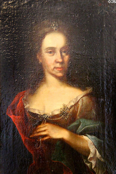 Portrait of Maria Ursula Pömer (born Tucher) (18thC) by a Nuremberg painter at Tucher Mansion Museum. Nuremberg, Germany.
